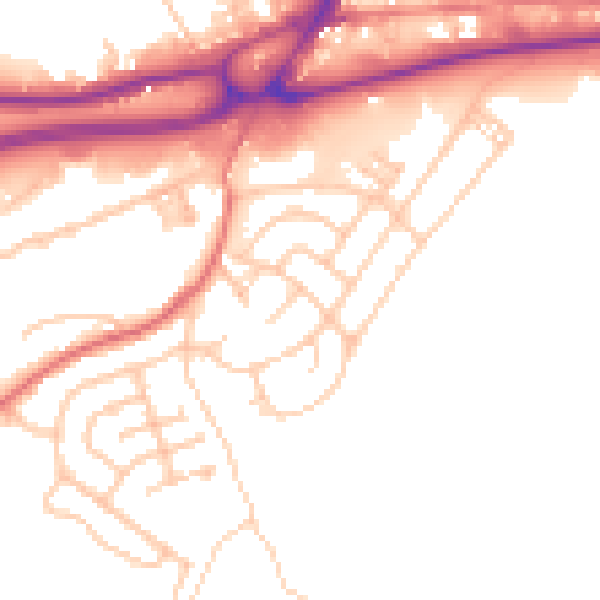 Daytime road noise heatmap for BB4 6BE
