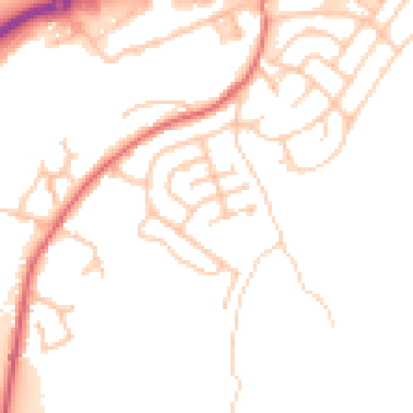 Daytime road noise heatmap for BB4 6DP