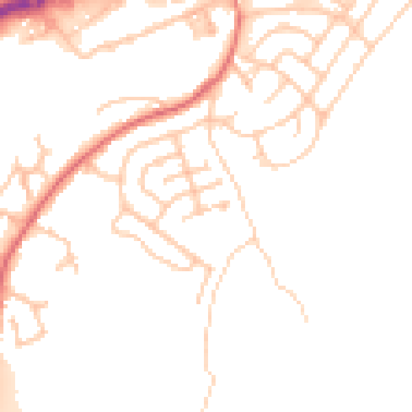 Daytime road noise heatmap for BB4 6DX