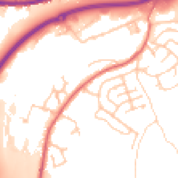 Daytime road noise heatmap for BB4 6EQ