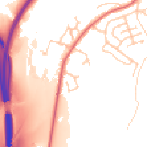 Daytime road noise heatmap for BB4 6EW