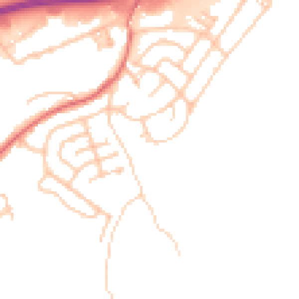 Daytime road noise heatmap for BB4 6HB