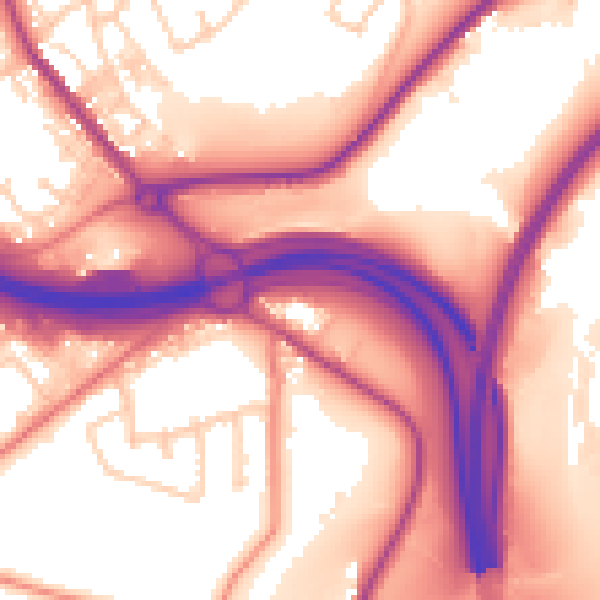 Daytime road noise heatmap for BB4 6LJ