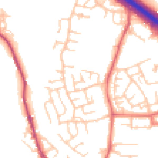 Daytime road noise heatmap for BB4 6NG