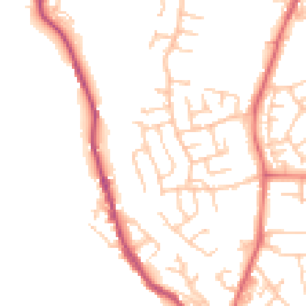 Daytime road noise heatmap for BB4 6NJ