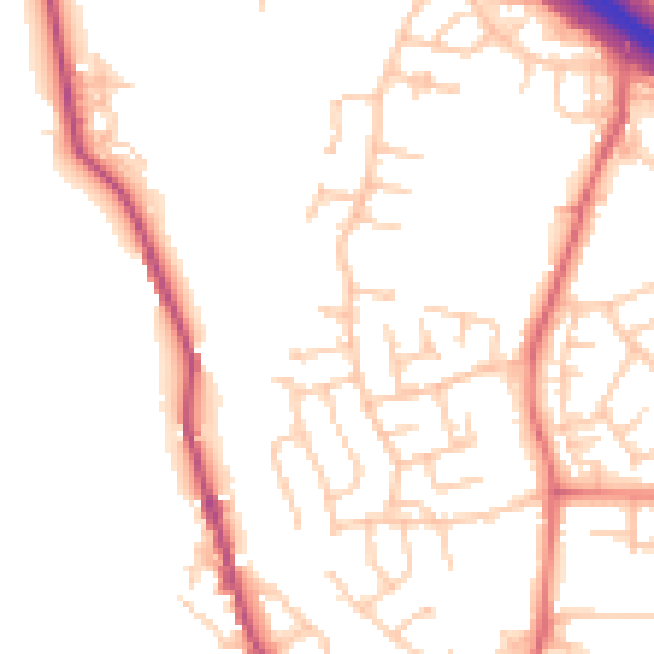 Daytime road noise heatmap for BB4 6NQ