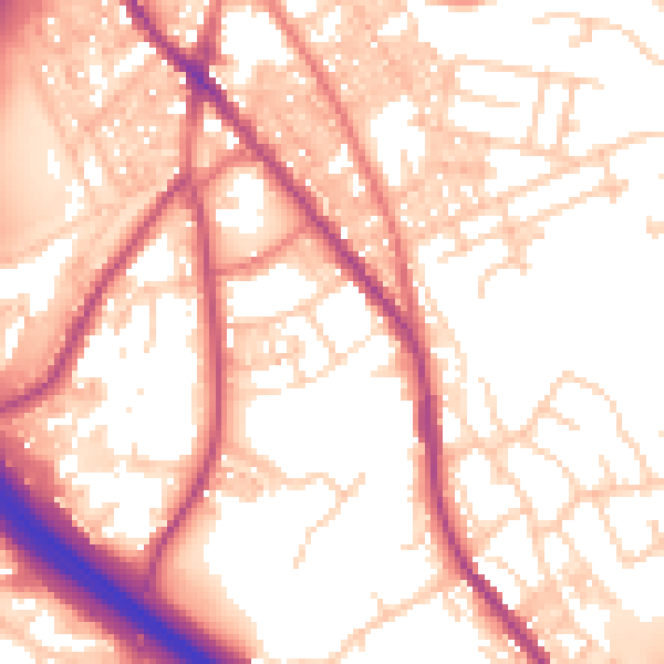Daytime road noise heatmap for BB4 6NY