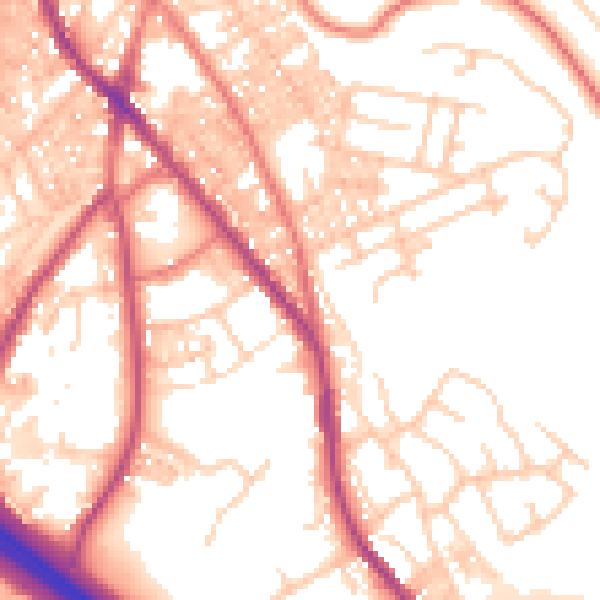 Daytime road noise heatmap for BB4 6PB