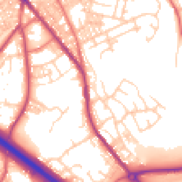 Daytime road noise heatmap for BB4 6PF