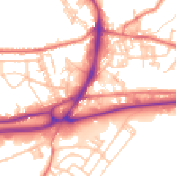 Daytime road noise heatmap for BB4 6QS