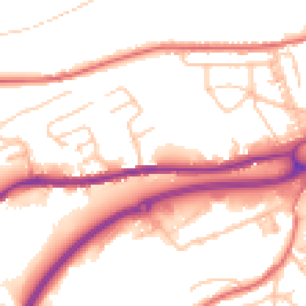 Daytime road noise heatmap for BB4 6RL