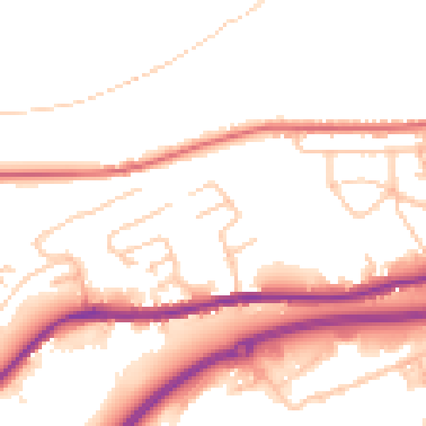 Daytime road noise heatmap for BB4 6RR