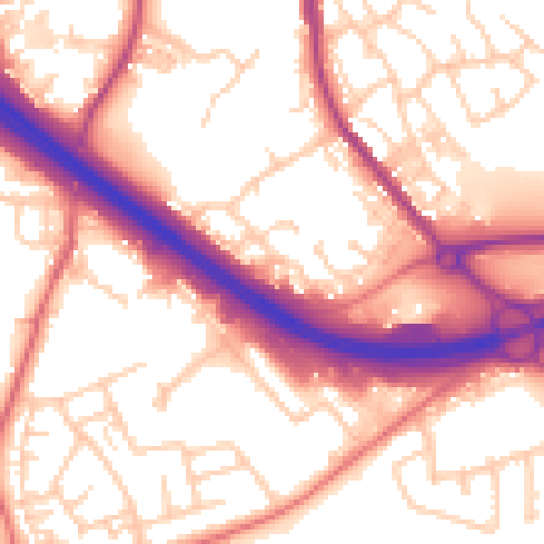 Daytime road noise heatmap for BB4 6TJ