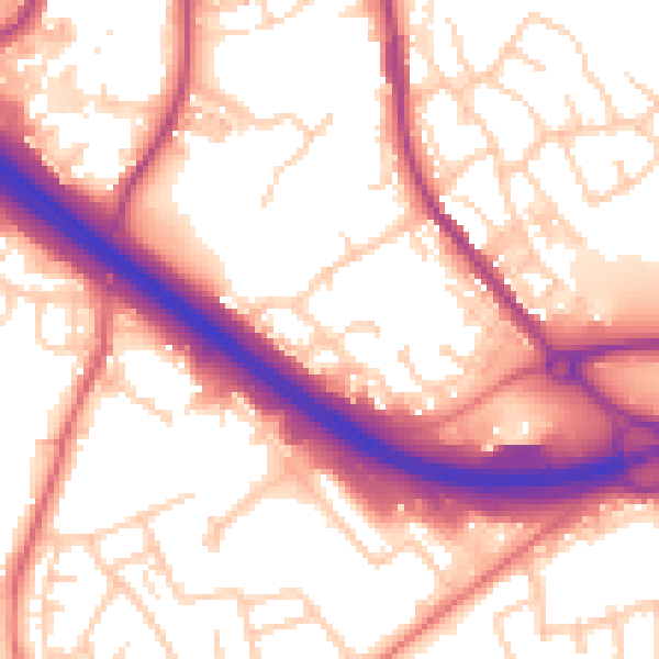 Daytime road noise heatmap for BB4 6TN