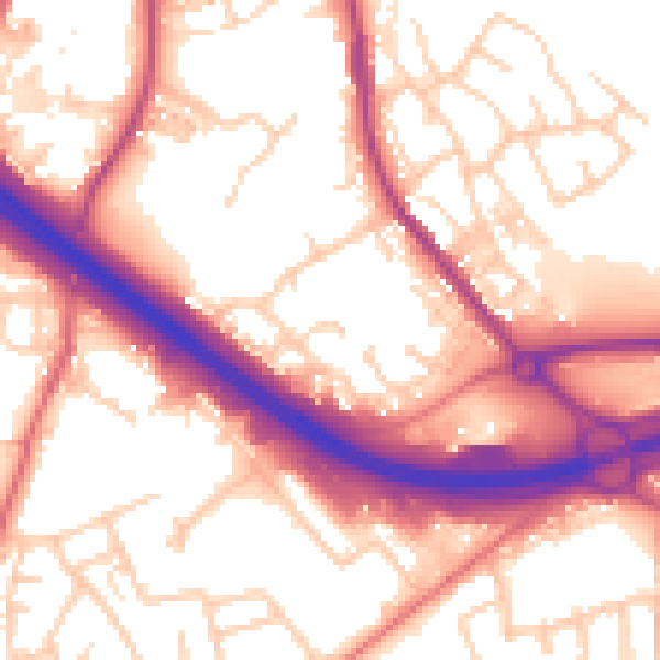 Daytime road noise heatmap for BB4 6TQ