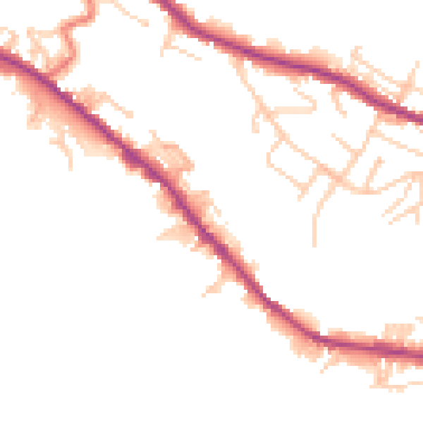 Daytime road noise heatmap for BB4 7AP