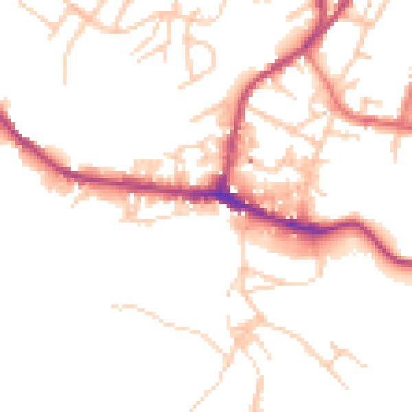 Daytime road noise heatmap for BB4 7HA