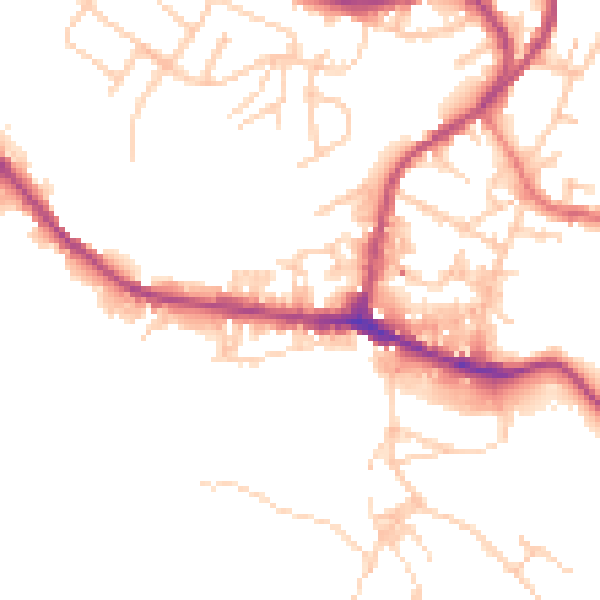 Daytime road noise heatmap for BB4 7HL