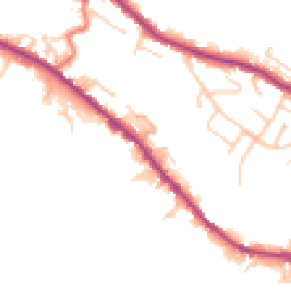 Daytime road noise heatmap for BB4 7JJ