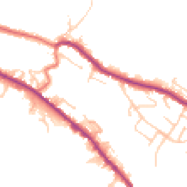 Daytime road noise heatmap for BB4 7LA
