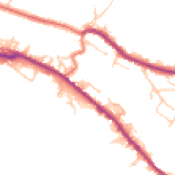 Daytime road noise heatmap for BB4 7LQ