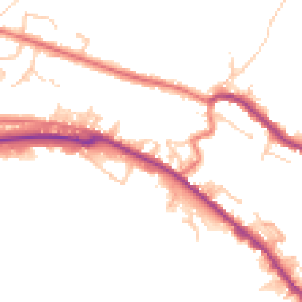 Daytime road noise heatmap for BB4 7PJ