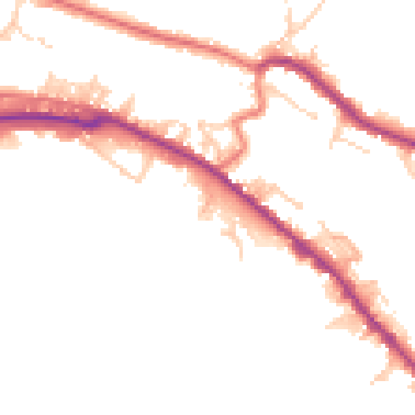 Daytime road noise heatmap for BB4 7PT