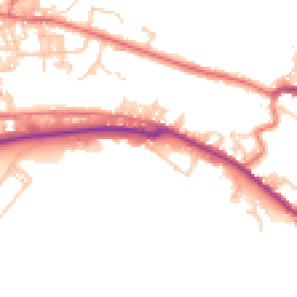 Daytime road noise heatmap for BB4 7PY