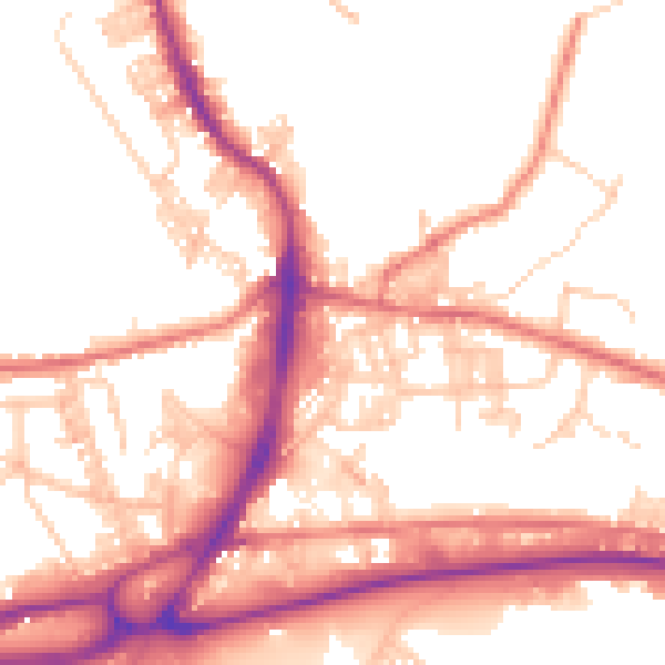 Daytime road noise heatmap for BB4 7QZ