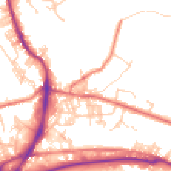 Daytime road noise heatmap for BB4 7RF