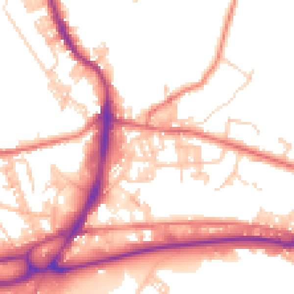 Daytime road noise heatmap for BB4 7RH