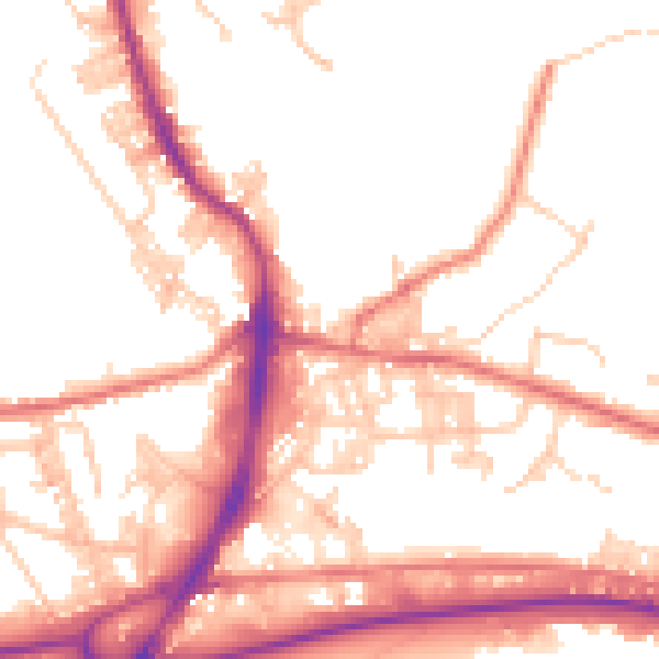 Daytime road noise heatmap for BB4 7RQ