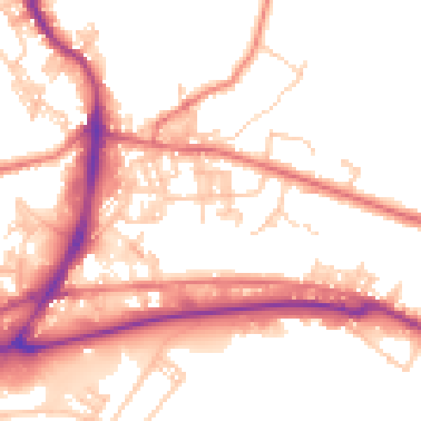 Daytime road noise heatmap for BB4 7RX