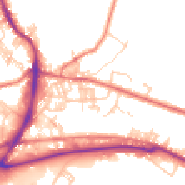 Daytime road noise heatmap for BB4 7SE