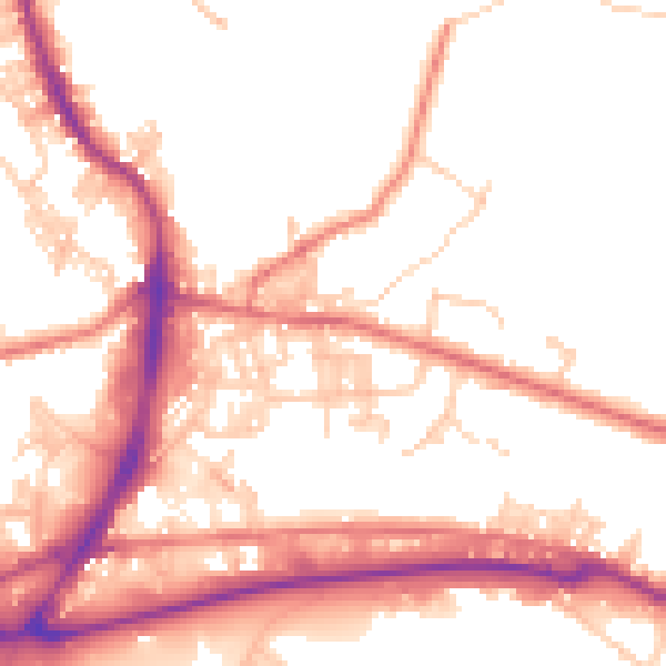 Daytime road noise heatmap for BB4 7SF