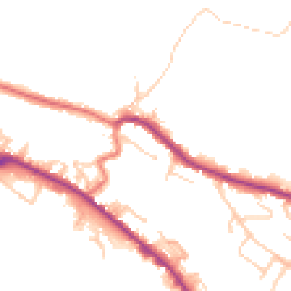 Daytime road noise heatmap for BB4 7TH