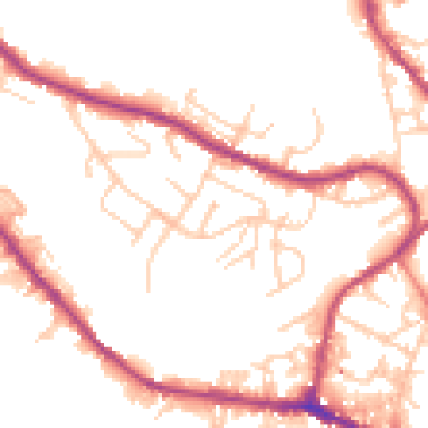 Daytime road noise heatmap for BB4 7TZ