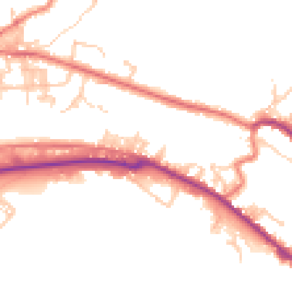 Daytime road noise heatmap for BB4 7UL