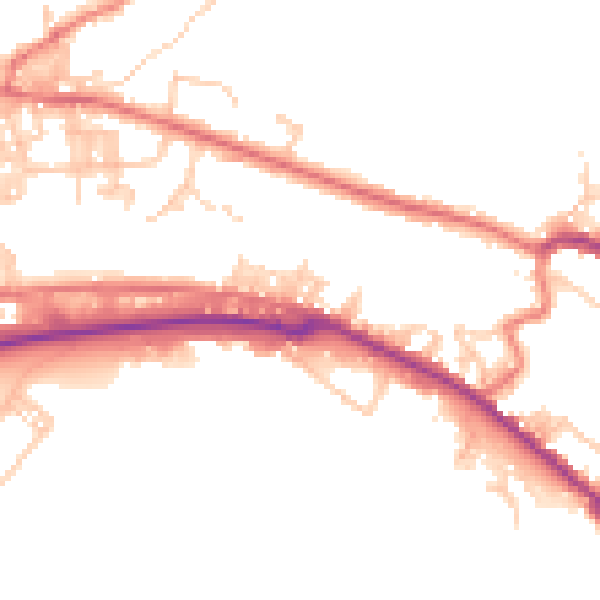 Daytime road noise heatmap for BB4 7UQ