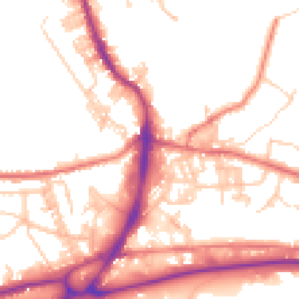 Daytime road noise heatmap for BB4 8EJ