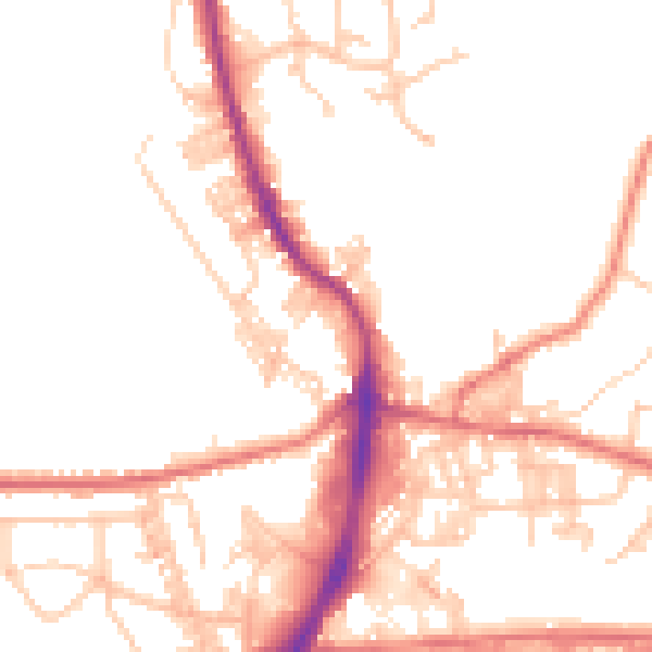 Daytime road noise heatmap for BB4 8EU