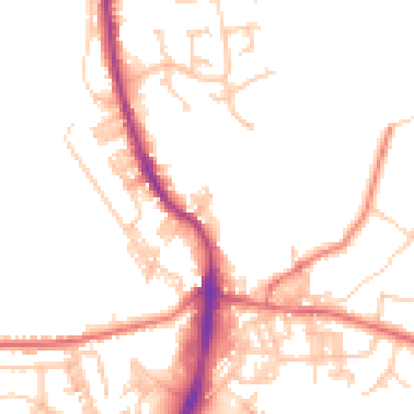 Daytime road noise heatmap for BB4 8EX