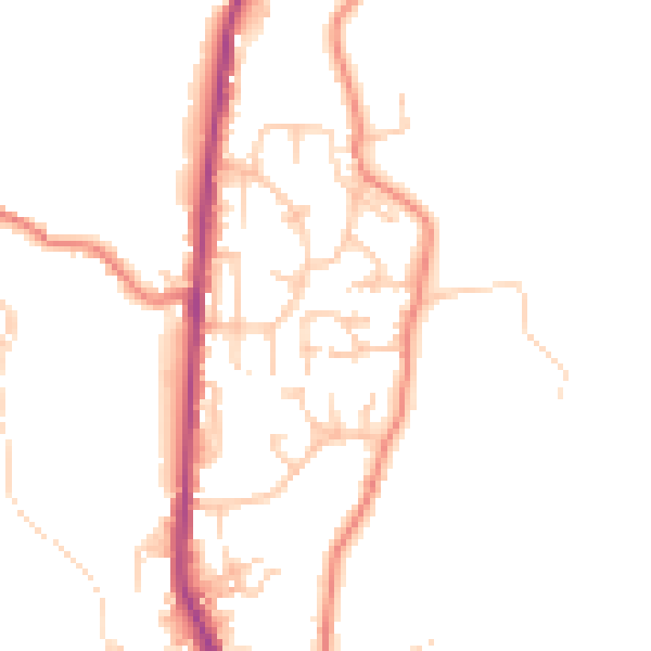 Daytime road noise heatmap for BB4 8FF