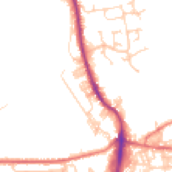 Daytime road noise heatmap for BB4 8HL