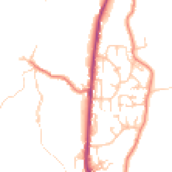 Daytime road noise heatmap for BB4 8PZ