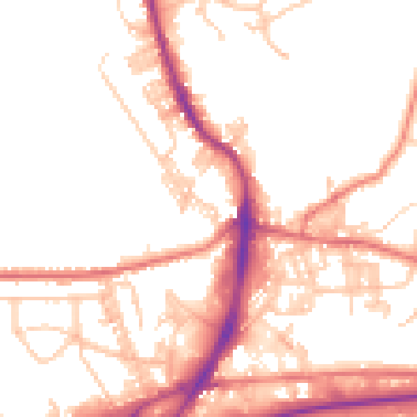 Daytime road noise heatmap for BB4 8SB