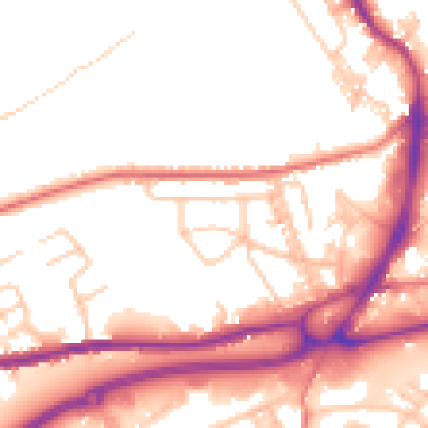 Daytime road noise heatmap for BB4 8SR