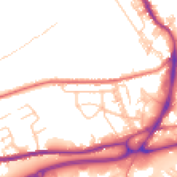 Daytime road noise heatmap for BB4 8ST