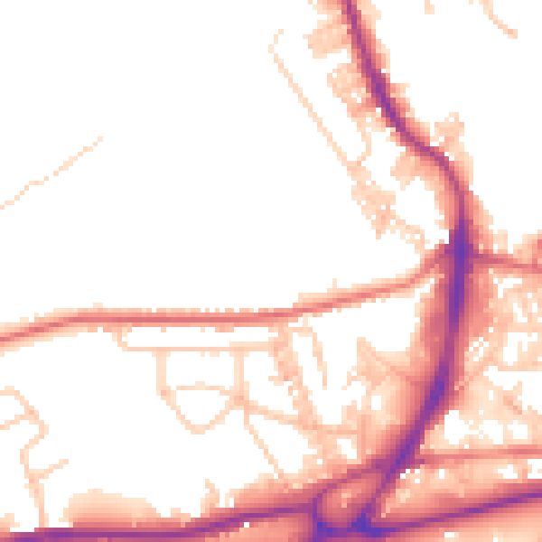 Daytime road noise heatmap for BB4 8SU