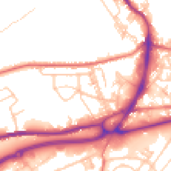 Daytime road noise heatmap for BB4 8SW